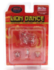 American diorama Figures Set 4x Lion Dance 2 1:64 Red