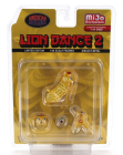 American diorama Figures Set 4x Lion Dance 2 1:64 Žlutá
