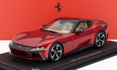 Bbr-models Ferrari 12cilindri V12 830cv Panoramic Roof 2024 - Con Vetrina - With Showcase 1:18 Rosso Fuoco - Červená S Černou
