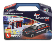 Bburago Accessories Diorama - Set Build Your City Police Station - Caserma Carabinieri - With Alfa Romeo Giulia 2016 1:43 Světle Modrá Bílá