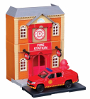 Bburago Accessories Diorama - Set Fire Station With Volkswagen Amarok Pick-up 2009 1:43 Red