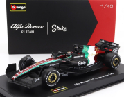 Bburago Alfa romeo F1  C43 Team Stake N 77 Monza Italy Gp 2023 Valtteri Bottas - With Pilot And Showcase 1:43