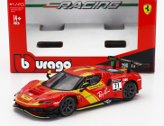 Bburago Ferrari 296 Gt3 3.0l Twin Turbo V6 N 71 Racing 2023 1:43 Červená Žlutá
