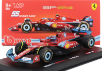 Bburago Ferrari F1  Sf-24 Team Scuderia Ferrari N 55 5th Miami Gp 2024 Carlos Sainz - With Pilot And Showcase 1:43 Červená Černá Světle Modrá