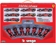 Bburago Ferrari Set F1  7x Team Scuderia Ferrari N 5 2019 Sebastian Vettel - Sf1000 N 16 2020 - Sf21 N 16 Season 2021 - Sf-75 N 55 2022 - Sf-23 N 55 2023 - Sf-24 N 16 2024 Charles Leclerc + N 55 Carlos Sainz 1:43 Červená Černá