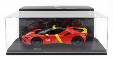 Bburago Ferrari Sf90 Stradale Hybrid 1000hp N 50 24h Le Mans Livery - Con Vetrina - With Showcase - Exclusive Carmodel 1:18 Červená Žlutá