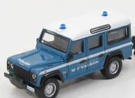 Bburago Land rover Defender 110 Station Wagon Polizia 1995 1:32 Světle Modrá Bílá