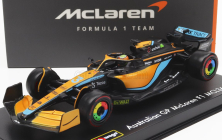 Bburago Mclaren F1  Mcl36 Mercedes Team Mclaren N 3 Australian Gp 2022 Daniel Ricciardo - With Helmet And Plastic Showcase 1:43 Oranžová Světle Modrá