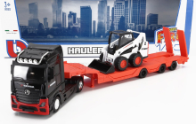 Bburago Mercedes benz Actros 2 Gigaspace Truck Pianale Trasporto Bobcat Ruspa Gommata Front Loader Scraper 2016 1:43 Černá Oranžová