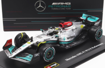 Bburago Mercedes gp F1 W13e Team Mercedes-amg Petronas F1 N 44 Season 2022 Lewis Hamilton - With Helmet And Plastic Showcase 1:43 Stříbrná Zelená