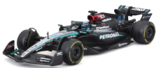Bburago Mercedes gp F1  W15 Eq Performance Team Amg Petronas Motorsport N 63 Season 2024 George Russell - With Pilot And Showcase 1:43 Černá Stříbrná Zelená