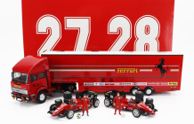 Brumm Iveco fiat Fiat Iveco 190 Truck Car Transporter Monaco Gp 1984 With 2x F1 Ferrari 126ck Turbo N 27 Michele Alboreto - N 28 Rene Arnoux + Figures And Accessories 1:43 Red