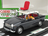 Clc-models Fiat 1100d With  Mimmo Figure (carlo Verdone) 1981 Bianco Rosso E Verdone Movie 1:18 Grey
