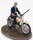 Clc-models Ossa 250 Ae73 Enduro 1973 With Terence Hill Small Action Figure - From Movie - Altrimenti Ci Arrabbiamo - Tv Series - Motorcycle 1:12 Bílá