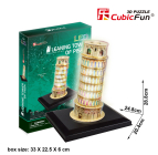 Cubicfun Puzzle Kit 3d In Foam Torre Di Pisa Con Luci A Led Cm. 20.4x24.8x28.8 - 15 Pezzi - 15 Pieces /