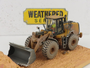 Dm-models Caterpillar Cat966m Ruspa Gommata - Scraper Tractor Weathered Medium Wheel Loader 1:50 Žlutá Černá