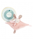Doudou Plyšový králíček s růžovou dečkou z  BIO bavlny 25 cm
