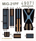 Ed49071 Seatbelts Mig-21PF FABRIC  1/48