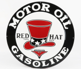 Edicola Accessories Metal Round Plate - Red Hat Gasoline 1:1 Bílá Černá Červená