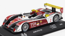 Edicola Audi R10 Tdi 5.5l Turbo V12 Team Audi Sport North America N 2 Winner 24h Le Mans 2008 Rinaldo Capello - Tom Kristensen - Allan Mcnish 1:43 Stříbrná Červená Žlutá