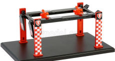 Greenlight Accessories Firestone Garage Set Officina - Ponte Sollevatore Auto - Four Post Lift 1:64 Červená Bílá