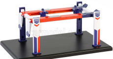Greenlight Accessories Standard Oil Garage Set Officina - Ponte Sollevatore Auto - Four Post Lift 1:64 Modrá Bílá Červená