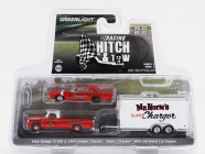 Greenlight Dodge D-100 Pick-up 1980 With Trailer + Super Charger 1986 1:64 Červená Bílá