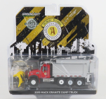 Greenlight Mack Granite Dump Truck Cassone Ribaltabile 4-assi 2019 - Spazzaneve - Snowplow 1:64 Červená Stříbrná