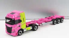Herpa Iveco fiat S-way Truck Lng Hannibal Transports 2020 - Without Eucon Container 1:87 Růžová Žlutá