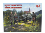 Icm-model Mercedes benz G4 (w31) 6 Wheels Cabriolet Open 1938 With Mg 34 And German Military Figures 1:24 /