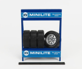 Ixo-models Accessories Kovový stojan se čtyřmi pneu Minilite 1:18, modrá