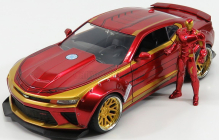 Jada Chevrolet Camaro Coupe With Iron Man Figure 2016 1:24 Červené Zlato