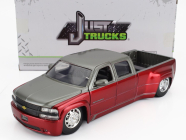 Jada Chevrolet Silverado Pick-up Dually 1999 1:24 Červená Stříbrná