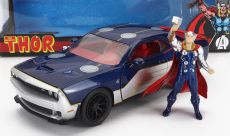 Jada Dodge Challenger Srt8 With Thor Figure 2015 1:24 Modrá Stříbrná