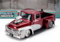 Jada Ford usa F-100 Pick-up Custom With Fuel Pump 1956 1:24 Červená Stříbrná