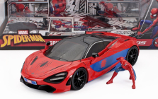 Jada Mclaren 720s With Spiderman Figure Marvel 2018 1:24 Červená Modrá