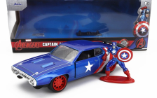 Jada Plymouth Gtx With Captain America Figure 1972 1:32 Modrá Červená Bílá