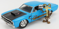 Jada Plymouth Road Runner Coupe 1970 With Wile E. Coyote Figure - Looney Tunes 1:24 Blue