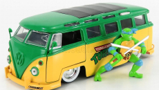 Jada Volkswagen T1 Minibus 1962 - Tmnt Leonardo Ninja Turtles - Tartarughe Ninja 1:24 Žlutá Zelená