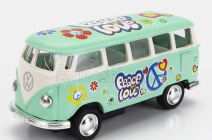 Kinsmart Volkswagen T1 Samba Minibus Flower 1962 - Without Box 1:64 Světle Zelená