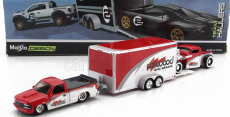 Maisto Chevrolet 454 Ss Pick-up With Trailer Car Transporter + Pick-up 1936 1:64 Bílá Červená