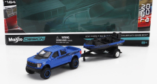 Maisto Ford usa F-150 Svt Raptor Pick-up With Bass Boat And Trailer 2021 1:64 Modrá Černá