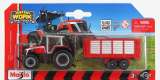 Maisto Massey ferguson 8s.265 Tractor With Trailer 2020 1:64 Červená Stříbrná