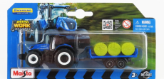 Maisto New holland T7-315 Tractor With Trailer 2018 1:64 Modrá Zelená
