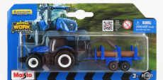 Maisto New holland T7-315 Tractor With Trailer 2018 1:64 Modré Dřevo