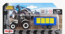 Maisto Valtra Q305 Tractor With Trailer 2018 1:64 Bílá Modrá Žlutá