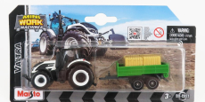 Maisto Valtra Q305 Tractor With Trailer 2018 1:64 Bílá Zelená