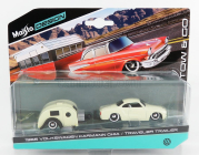 Maisto Volkswagen Karmann Ghia Coupe 1960 With Travel Trailer 1:64 Cream