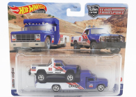 Mattel hot wheels Dodge Retro Rig Truck Car Transporter With Macho Power Pick-up N 80 Racing 1980 1:64 Modrá Bílá