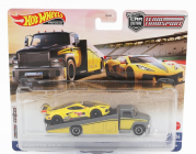 Mattel hot wheels Truck Ramp Truck Car Transporter With Chevrolet Corvette C8.r N 3 Racing 2021 1:64 Žlutá Šedá